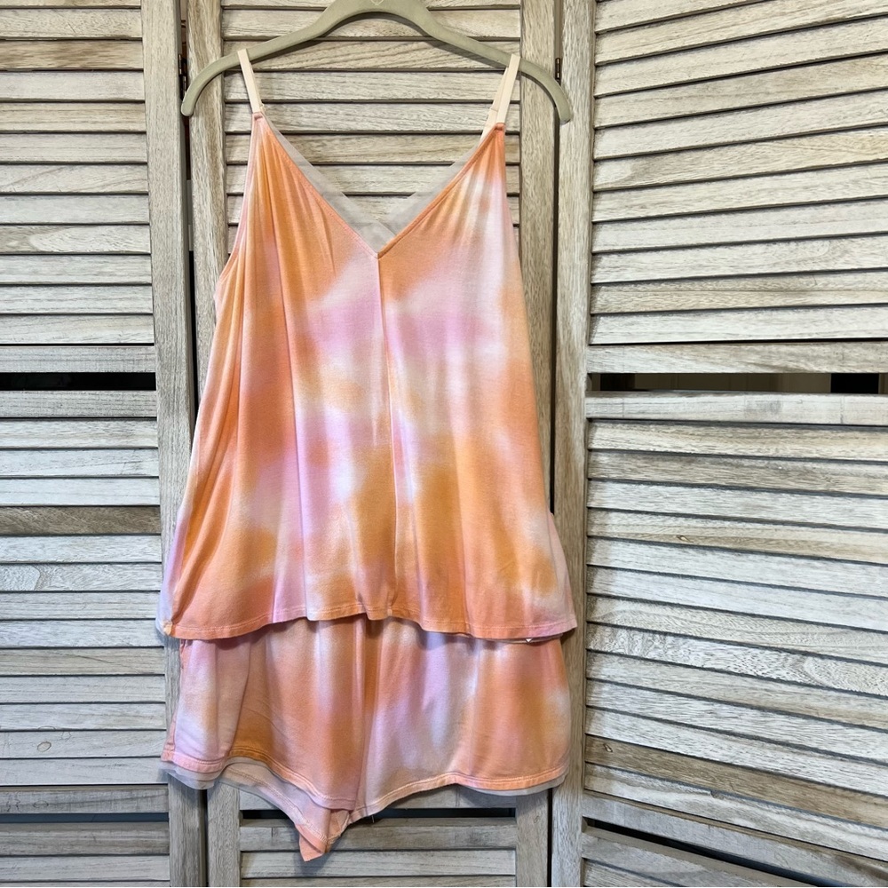 Stars Above Tie-Dye Pajama Set - Pink and Orange
